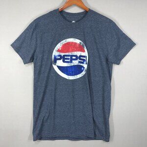 Pepsi T Shirt Men's Medium Blue Heather Graphic Pullover Tee Logo Short Sleeve
